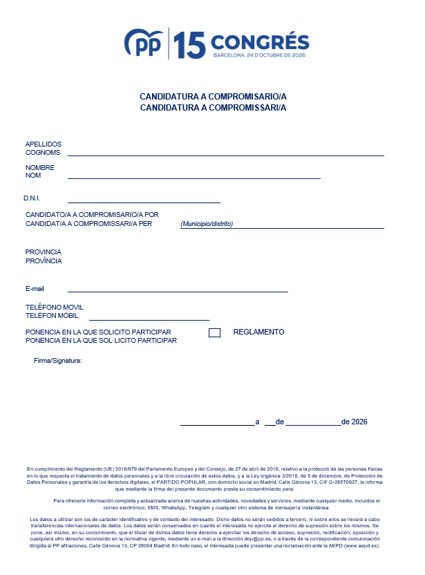 CANDIDATURA A COMPROMISARIO/A Image